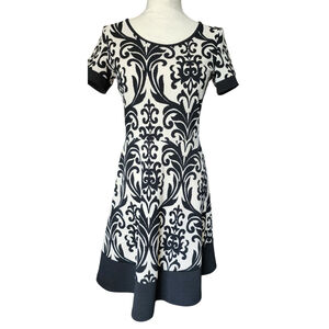 GILLI Tribal Print Fit & Flare Dress Women's S Black Cream Beige